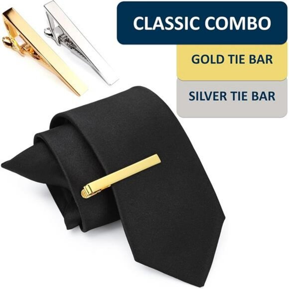 Black Clip On Ties for Men Set of 2 Pre Tied Solid Dress Business Tie - Picture 6 of 8